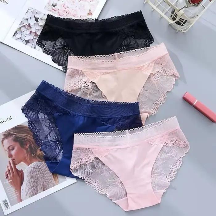 Culotte en dentelle Sexy sans couture Lingerie Ice injTransparent slip taille basse femmes S-XL