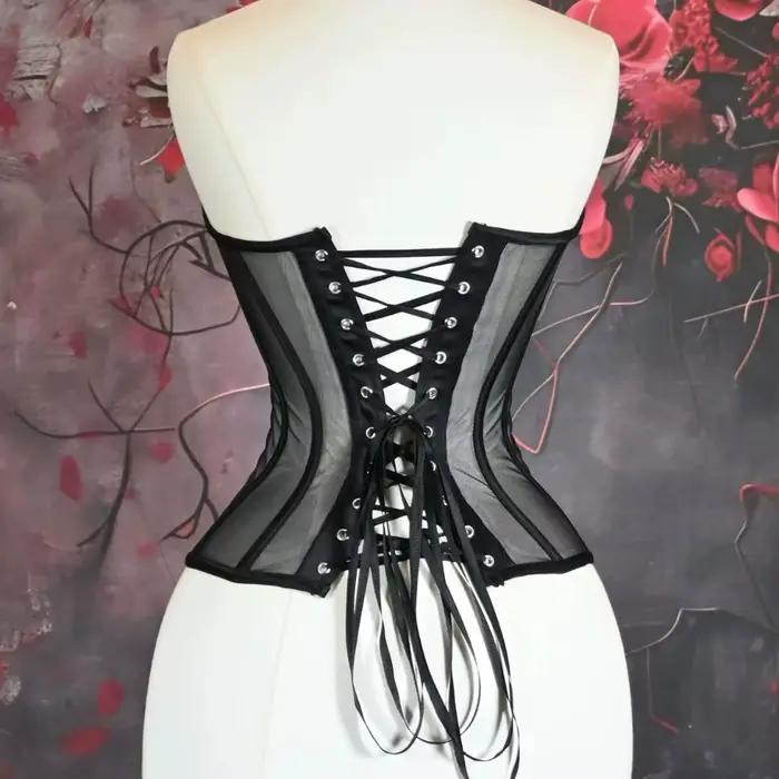 Corset Bustier avec soutien-gorge pour femmes, corsage en maille transparente pour mariage, modelant le corps, taille fine, à lacets, bustiers désossés sans bretelles
