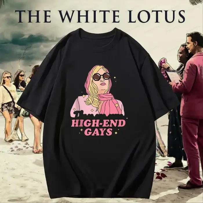 ‌ T-Shirt à col rond 100% coton avec Slogan drôle de la saison du Lotus blanc, avec motifs de émission de télévision rétro, chemises pour hommes et femmes