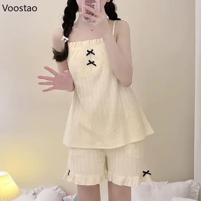 Ensemble de pyjama à nœud de style Lolita Kawaii japonais