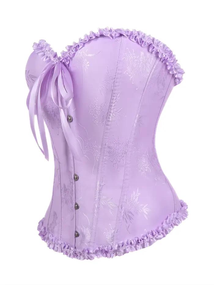 Corset Jacquard Violet Clair pour Femme