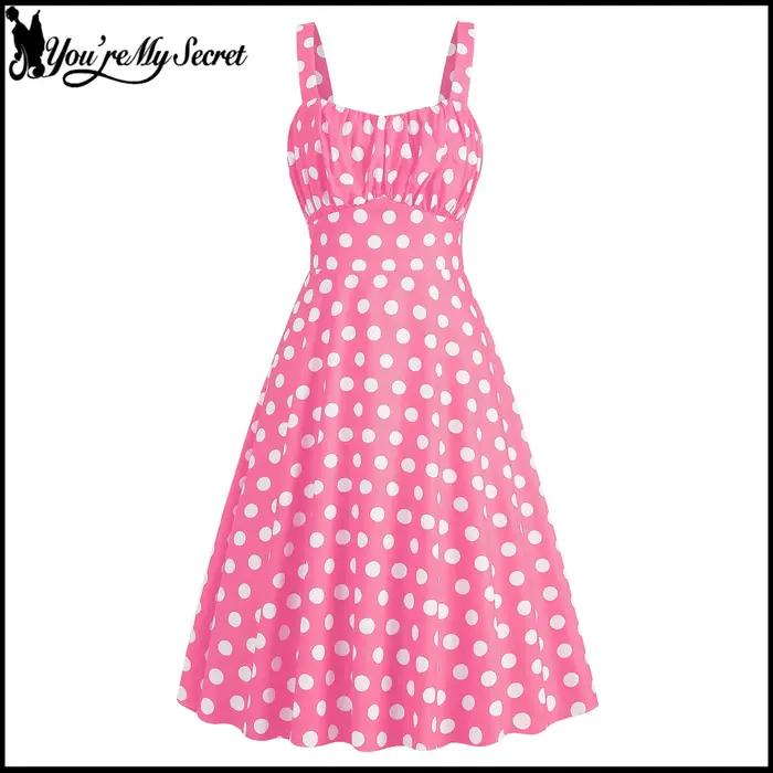 [You're My Secret] Robe Rockabilly des années 50 et 60 pour femmes, robe vintage à pois, robe de scène pour femmes, vêtements d'été pour femmes