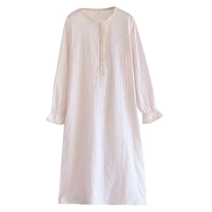Chemise de nuit ultra-douce 100 % pur coton double gaze pour femme