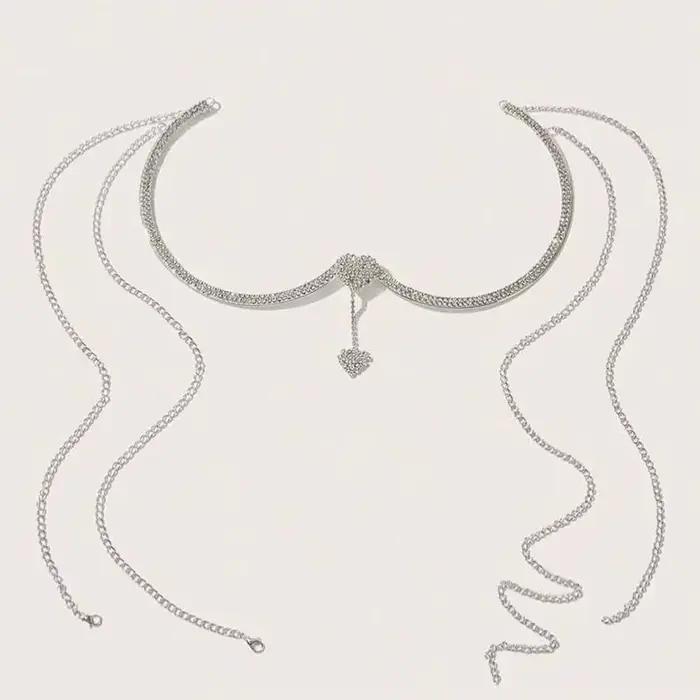 Punk coeur poitrine soutien corps chaîne gland strass soutien-gorge poitrine chaîne fleur bijoux poitrine chaîne Hipster