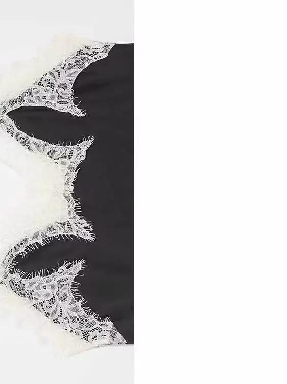 HH été femme mode Sexy sans manches dos nu dentelle décoration soie Satin Texture Camisole haut