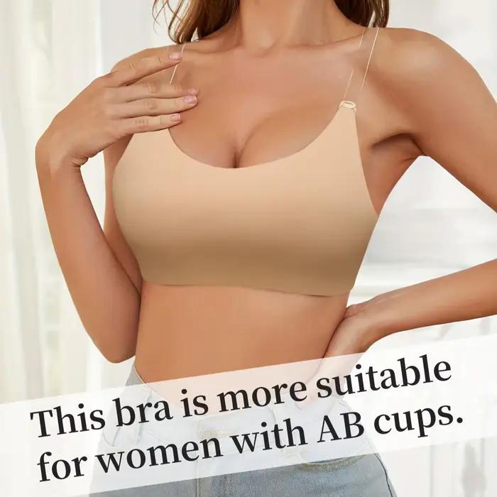 Soutien-gorge dos nu sans doublure avec bretelles transparentes pour femmes