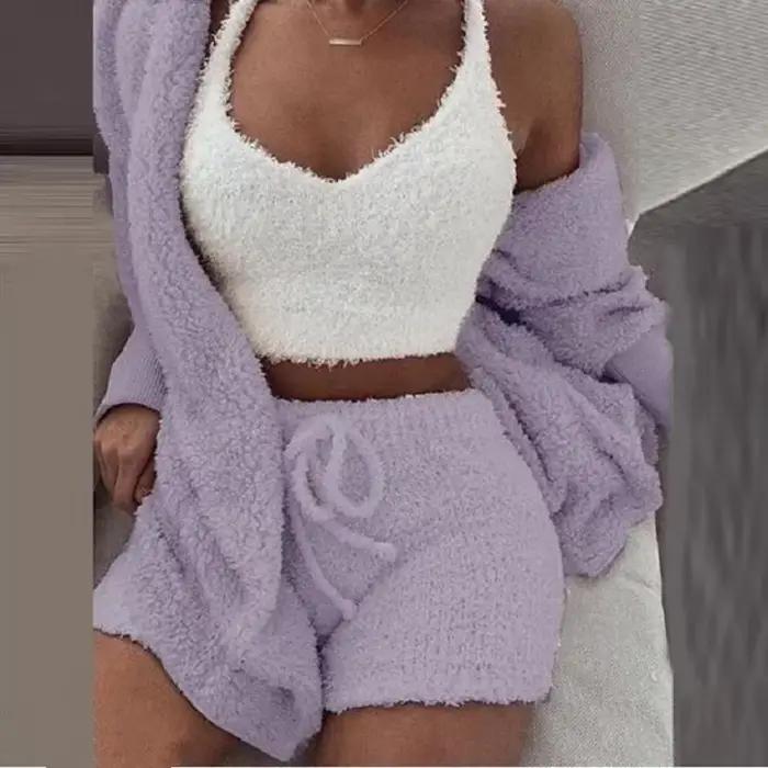 Ensemble 3 pièces en tricot confortable