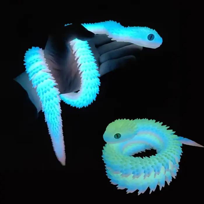 Serpent lumineux imprimé en 3D, 30/60/80cm, Simulation de articulations mobiles, figurines d'action, ornement de bureau pour la maison et le bureau, cadeaux d'anniversaire