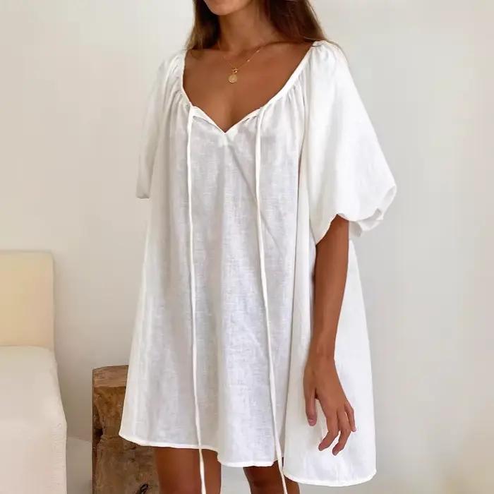 Robe de nuit d'été blanche 2026 pour femme