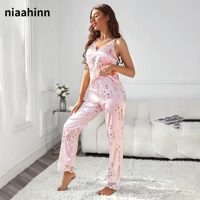 Pyjama Sexy en Satin imprimé Floral
