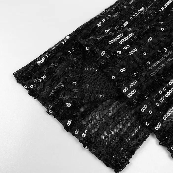 Robe de soirée corset à paillettes noires de luxe