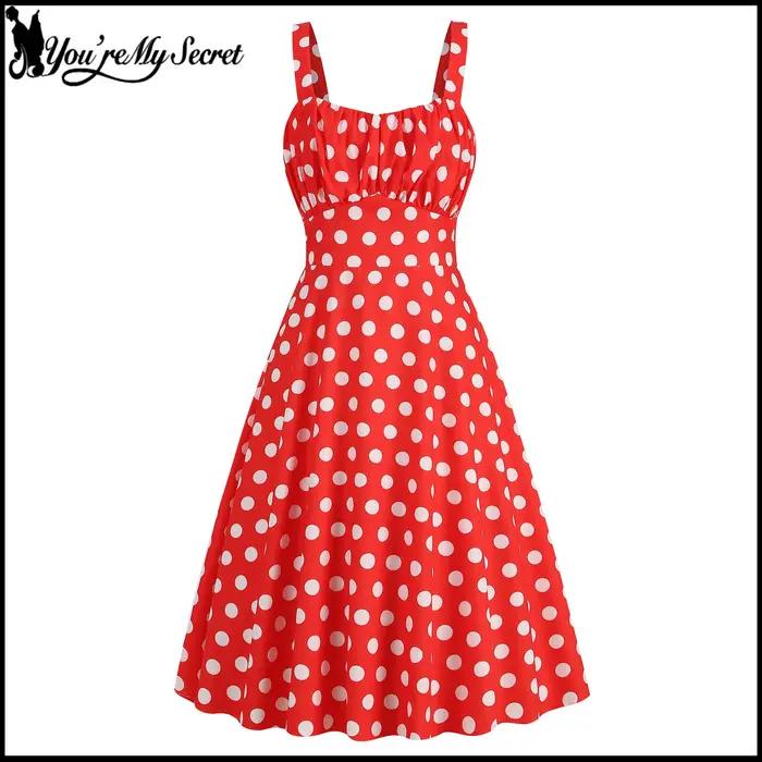 [You're My Secret] Robe Rockabilly des années 50 et 60 pour femmes, robe vintage à pois, robe de scène pour femmes, vêtements d'été pour femmes