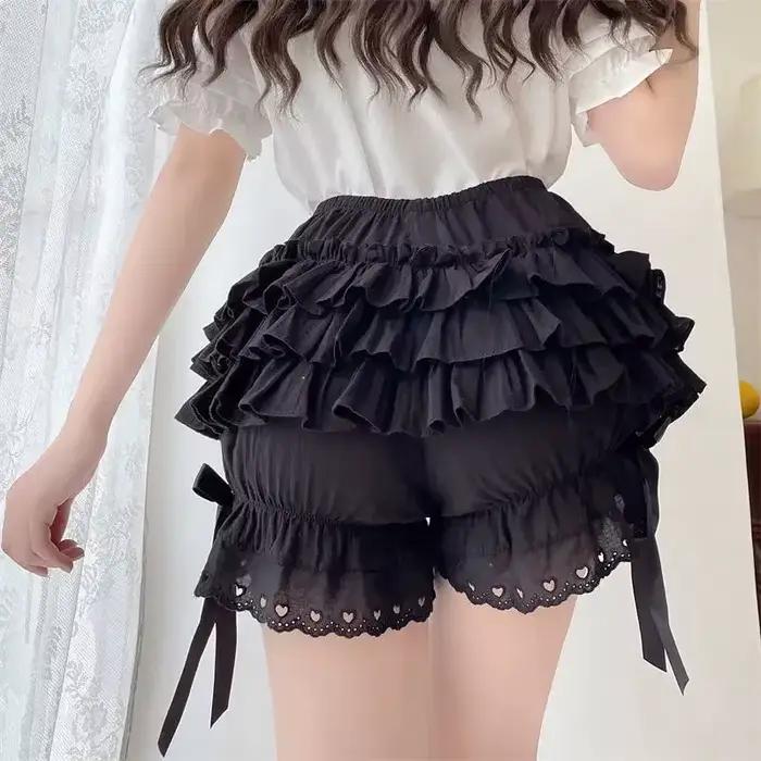 Culotte plissée noire et blanche pour femme