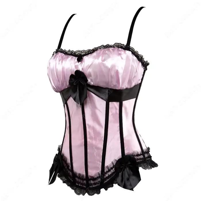 Femmes haut Corset avec bretelles Bustier rose dentelle