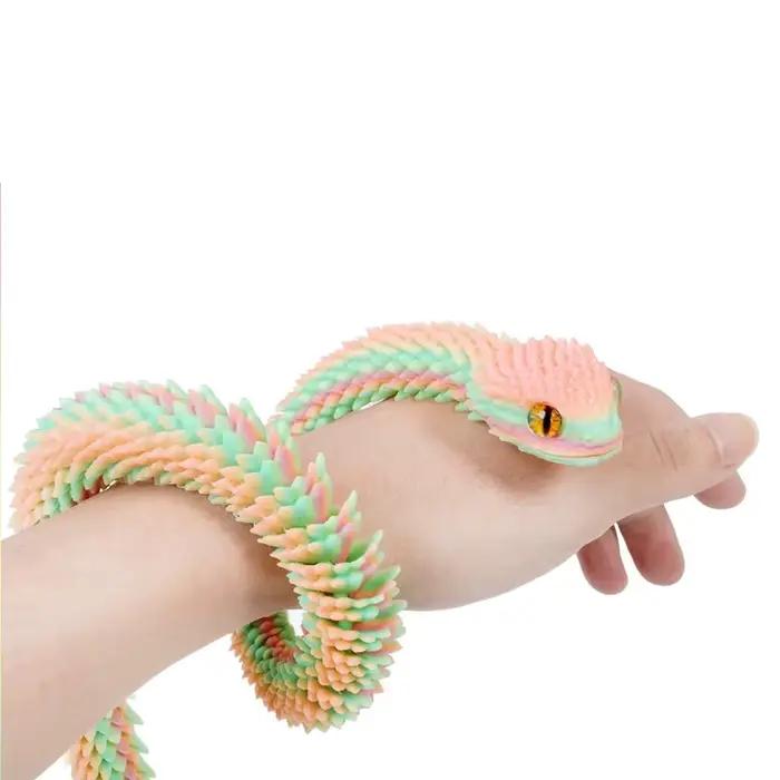 Nouvelle Statue de Serpent Réaliste Imprimée en 3D 2026, Jouet Anti-Stress Articulé, Simulation de Serpent, Ornement de Bureau, Modèle Animal, Cadeau