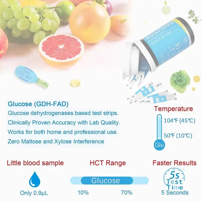 Bandelettes de test ACCUGENCE pour la glycémie, les corps cétoniques, l'hémoglobine, l'acide urique, le diabète, la goutte, l'anémie pour moniteur multifonctionnel PM800 PM900