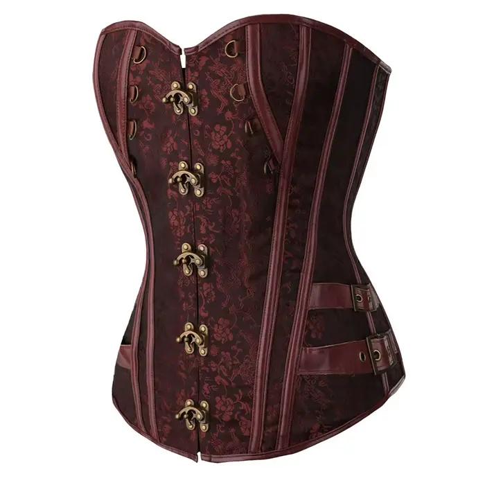 Corset femme Steampunk gaine amincissante Vintage vêtements gothiques corsage Bustier surbuste Burlesque Goth taille à lacets Corselet