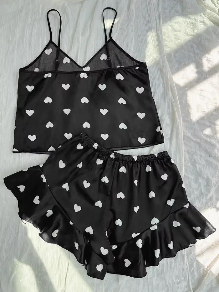 Pyjama mignon à imprimé cœur pour femme