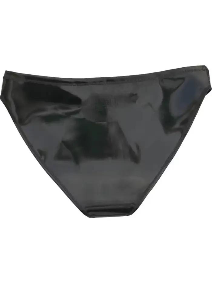 Nouveau Double brillant en cuir PU court aspect mouillé slips en PVC collants culottes Sexy Tangas scène Performance Bikini Bragas string cordes