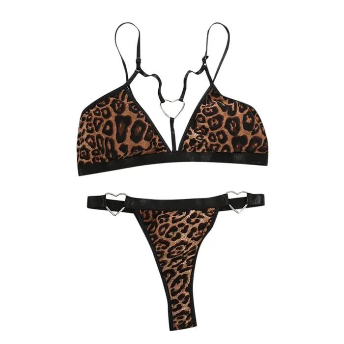 Lingerie pyjama coeur Ringbra ensemble Sexy femmes léopard lapin