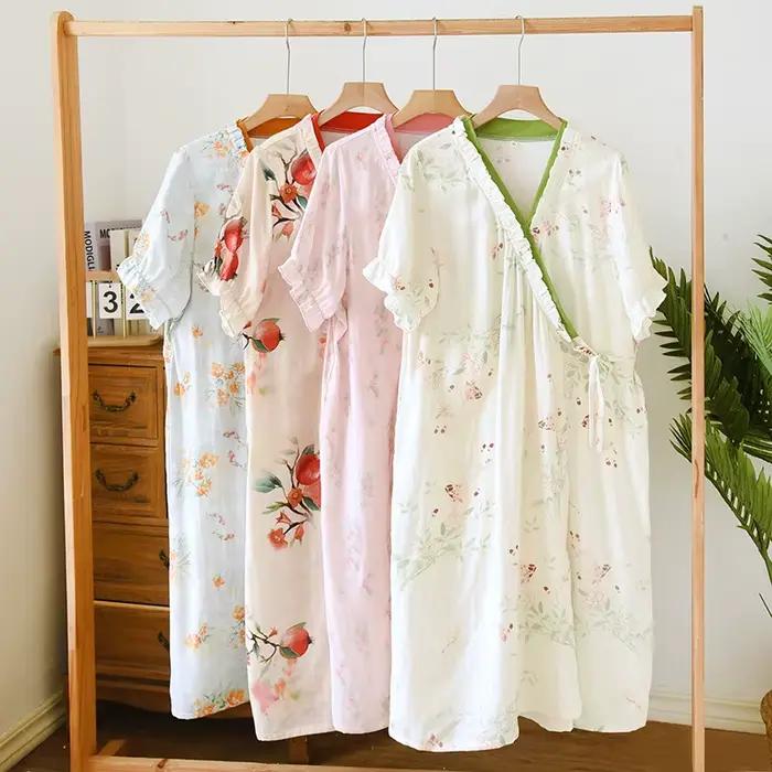 Chemise de nuit de style kimono en tissu de bambou pour femmes printemps et été chemises