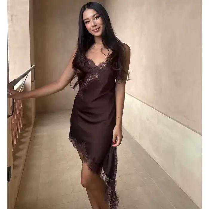 MUJER dentelle Slip Mini robe femmes Satin dos nu