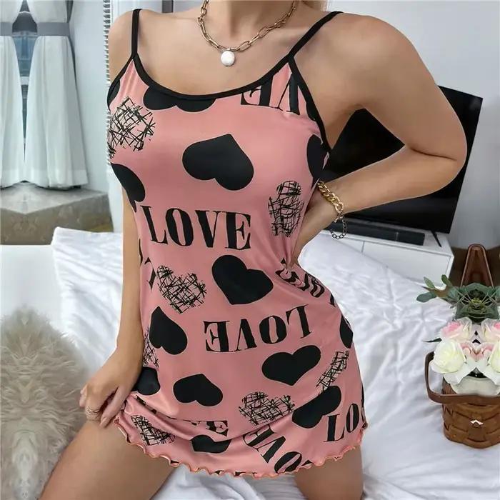 Sexy Spaghetti sangle col en v chemise de nuit femmes nuisette été ample coton