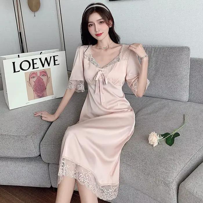 Chemise de nuit Sexy à manches courtes pour femmes