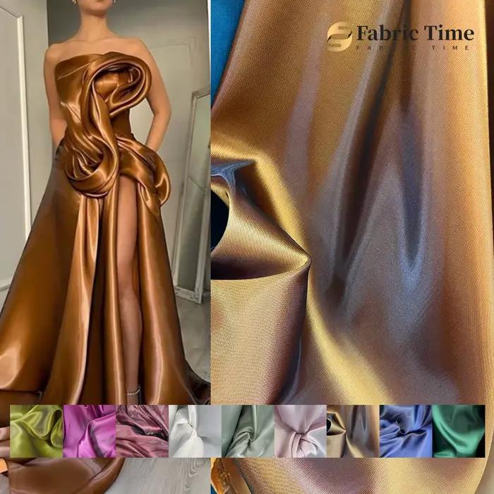 Noir blanc ivoire liquide eau lumière mince satin robes de mariée robes de soirée costumes de performance vêtements pour enfants tissu