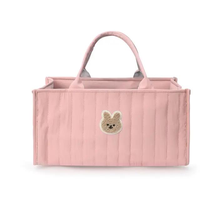 Sac de rangement pour couches, organisateur multi-compartiments en polyester durable, portable et léger avec un joli motif d'ours, rangement portable