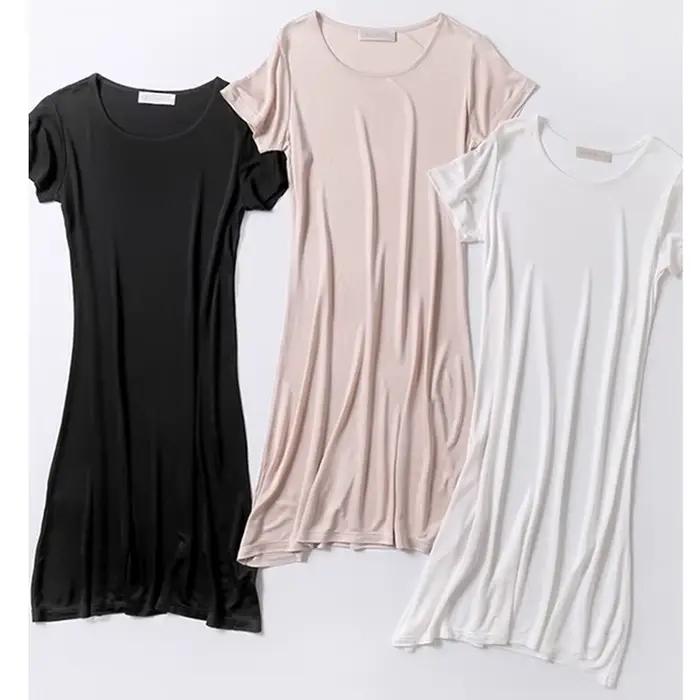 Chemise de nuit en soie élégante col en V aux genoux pour femmes, viscosoie, confort et beauté nocturne occasions spéciales