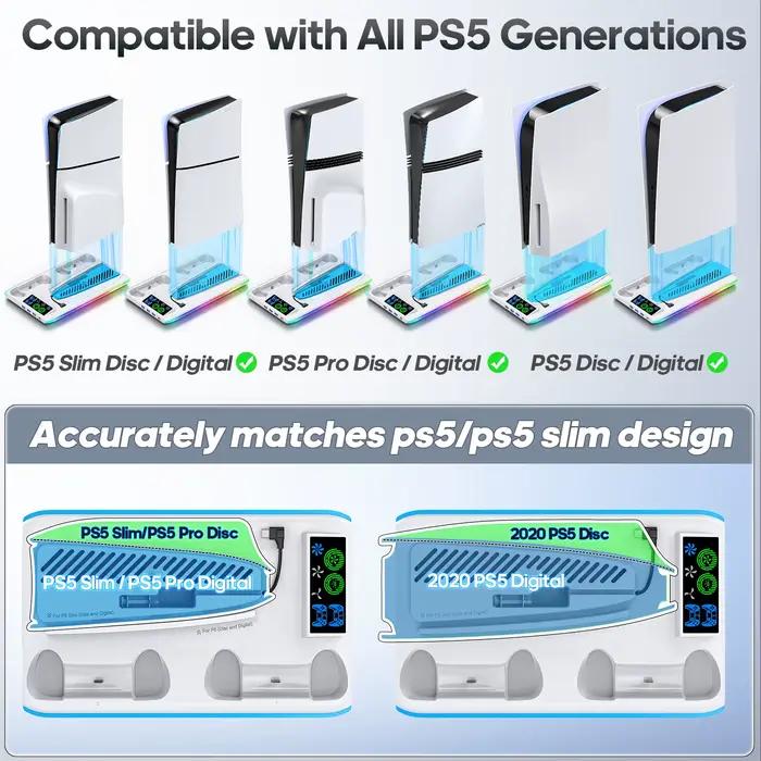 Support de jeu pour Console Sony PS5, Playstation Play Stations PS 5 Slim Pro, Support de Base, ventilateur de refroidissement, accessoires de jeu RGB