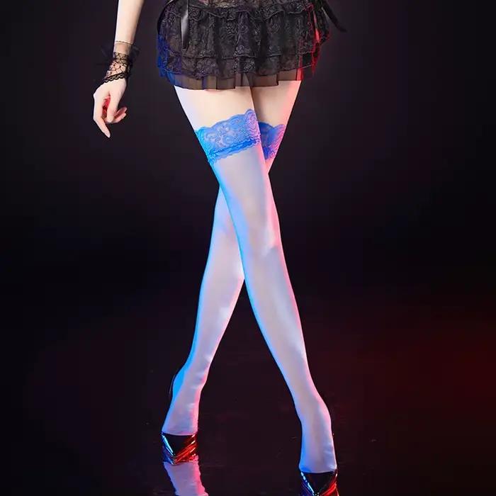 Vêtements de nuit 10 couleurs bas Sexy pour femmes Costumes Transparent Ultra mince femmes cuisse haute bonneterie vert bas érotiques
