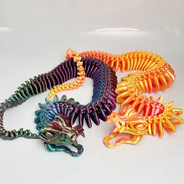 Serpent imprimé en 3D peut bouger et ouvrir la bouche, modèle de serpent squelette pour arrière-plan décoratif et d'aquarium ou jouet cadeau de noël pour enfants