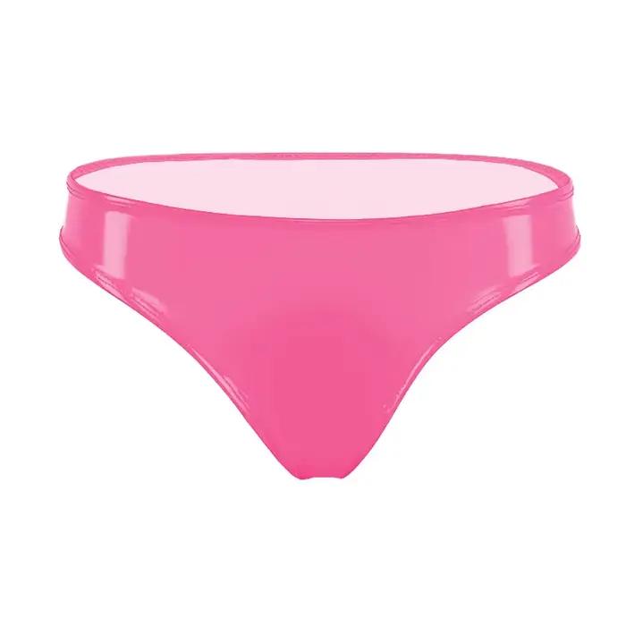 Culotte taille basse en cuir verni rouge rose pour femme – Sexy