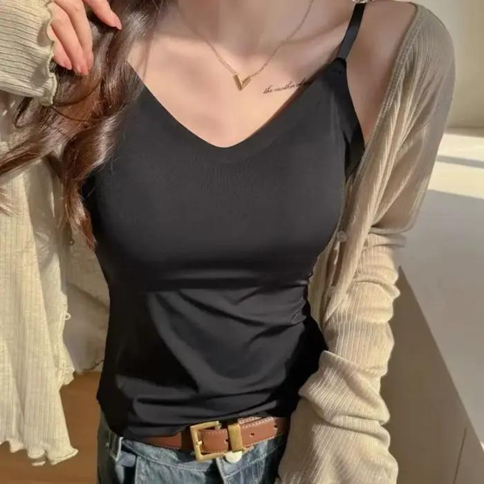 Soutien-gorge intégré extensible pour femmes, débardeur sans couture avec soutien rembourré intégré, Anti-affaissement, sous-vêtements d'été, cadeau à la mode