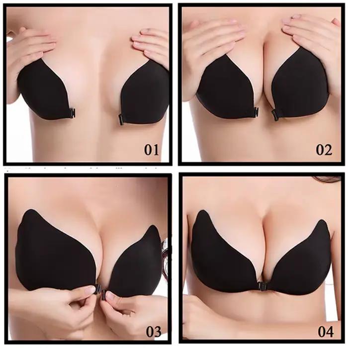 Soutien-gorge Invisible collant en Silicone pour femmes, Push Up, Bralette, cache-mamelon, fermeture frontale, Lingerie sans bretelles réutilisable