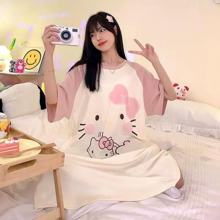 Nouvelle Robe de Nuit Hello Kitty Douce et Mignonne pour Femme