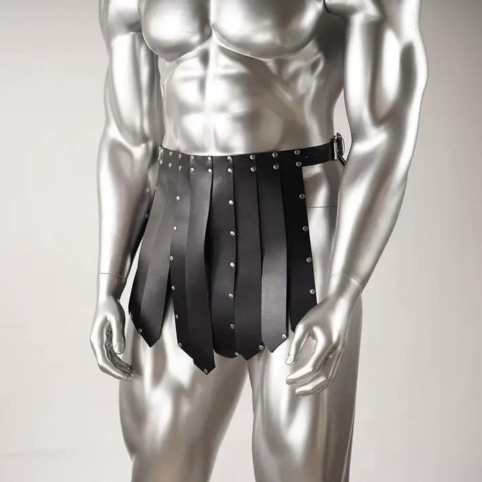 Harnais de lingerie en cuir PU pour hommes, jupe de gladiateur et harnais de poitrine pour hommes, sangles en cuir PU, harnais kilt en cuir PU pour hommes