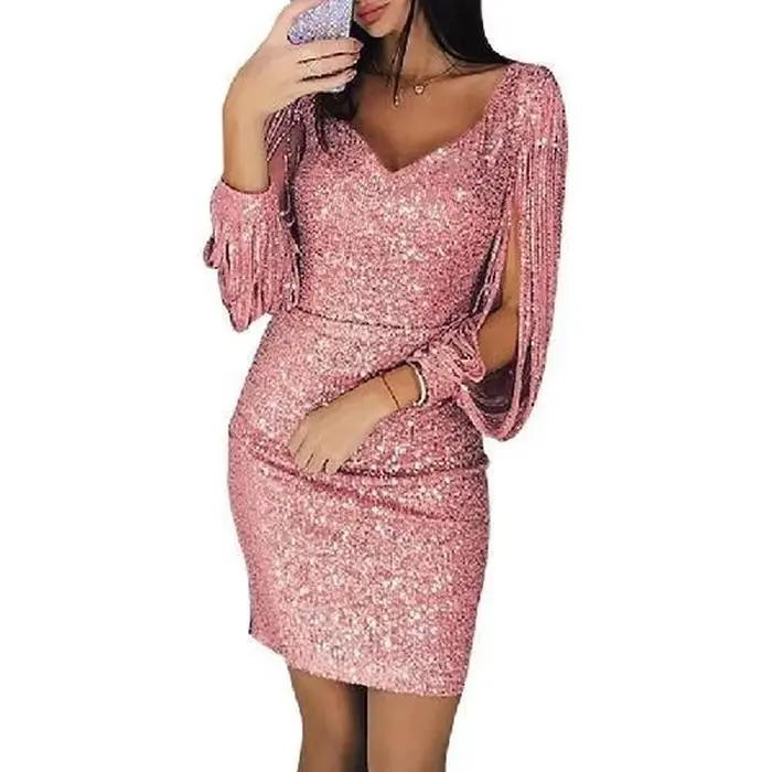 Robes féminines 2025 robe courte de boîte de nuit pour femmes vêtements de soirée paillettes bal Mini strass tenues de fête de luxe mode X G