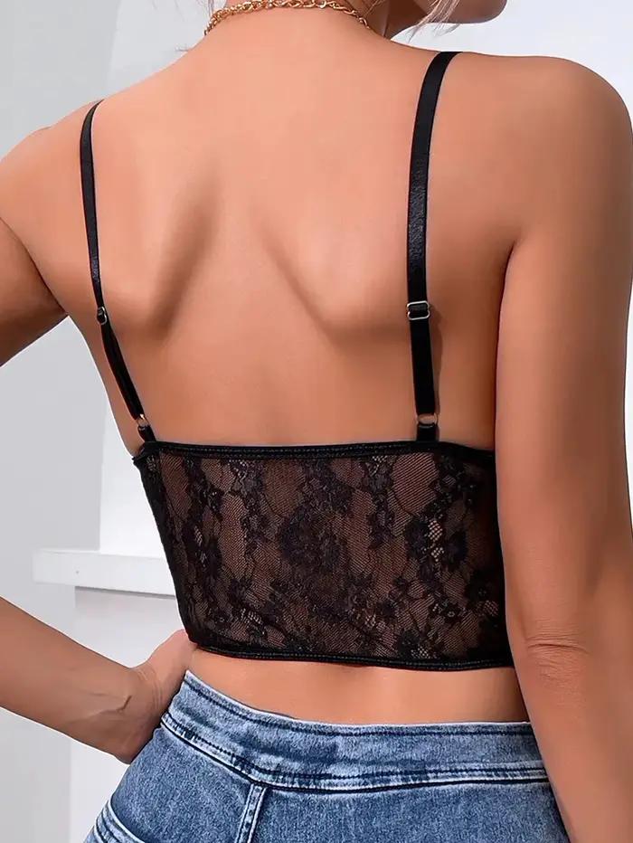 1 pièce de corset en tulle noir à volants en dentelle