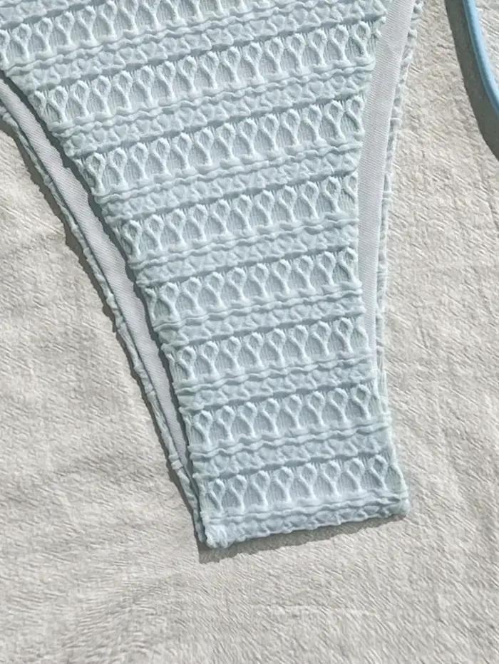 Sexy bleu ciel Micro Bikini 2026 femmes métal étoile de mer ornement plissé Push Up cravate côté string maillot de bain