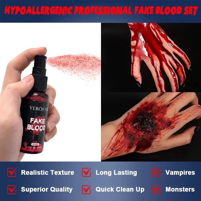 Faux Gel de sang réaliste, maquillage SFX Non toxique longue durée avec Texture de sang tachetée pour fête d'halloween, Vampire Zombie Monster