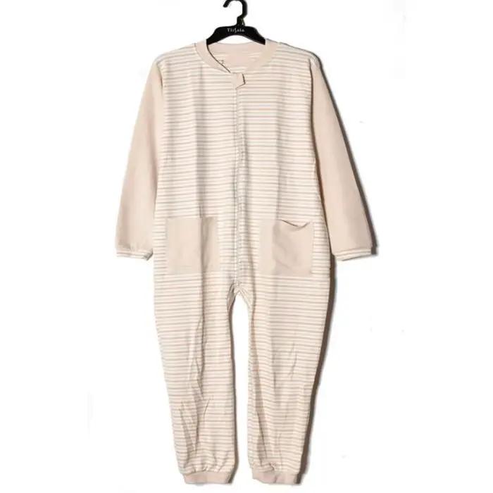 Combinaisons en coton pour adultes ABDL, pyjamas à manches longues, taille plus, fermeture éclair, confortables, respirantes, combinaisons amples pour couples