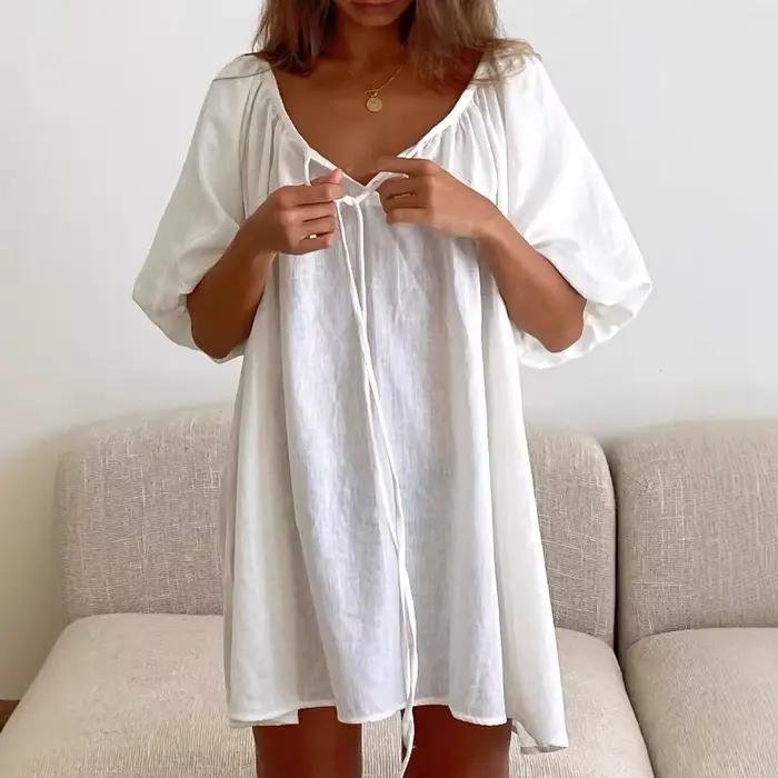 Robe de nuit d'été blanche 2026 pour femme