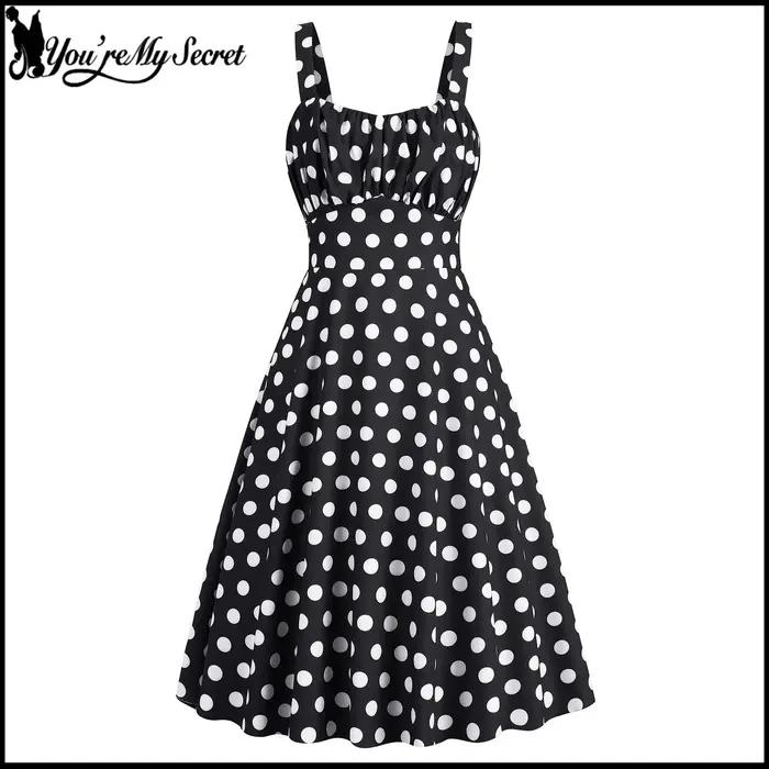 [You're My Secret] Robe Rockabilly des années 50 et 60 pour femmes, robe vintage à pois, robe de scène pour femmes, vêtements d'été pour femmes