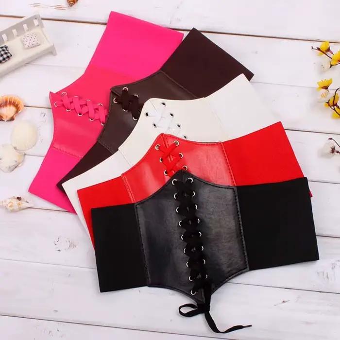 Corset Large Ceintures En Cuir PU Minceur Ceinture pour Femmes Taille Élastique