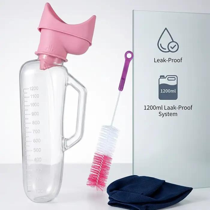 Urinoir féminin 40 oz, bouteille anti-fuite avec poignée, idéal pour une utilisation au chevet et de nuit |     Urinoir portable pour les voyages en voiture, la convalescence hospitalière, les soins a
