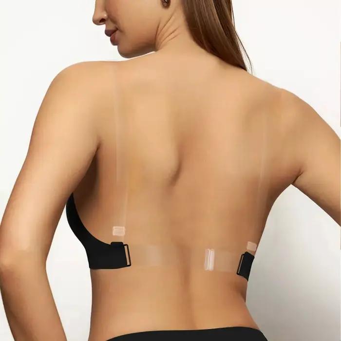 Soutien-gorge dos nu sans doublure avec bretelles transparentes pour femmes