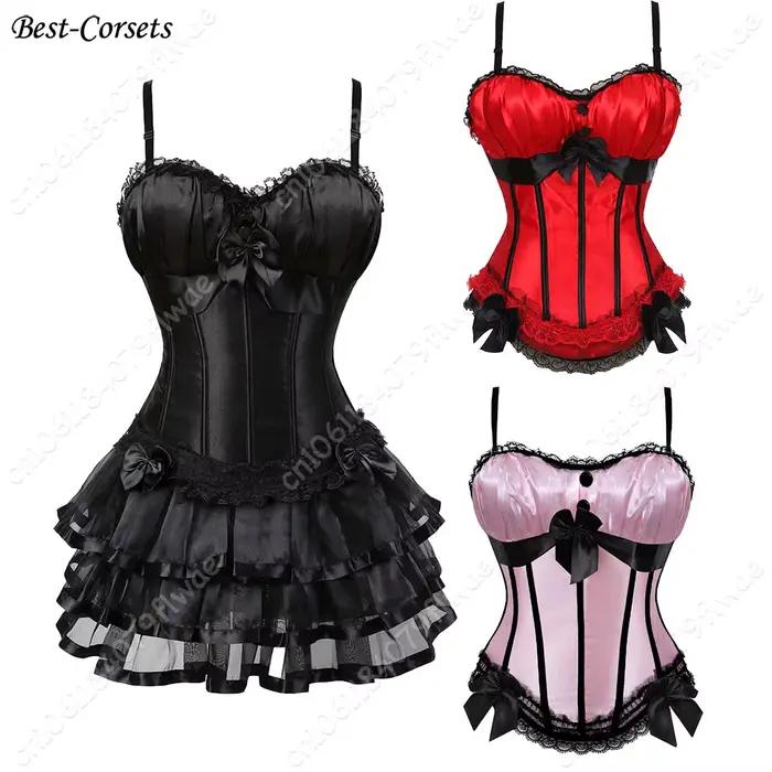 Femmes haut Corset avec bretelles Bustier rose dentelle